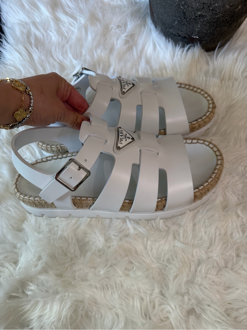PRADA MONOLITH RUBBER SANDALS - Picture 3 of 8